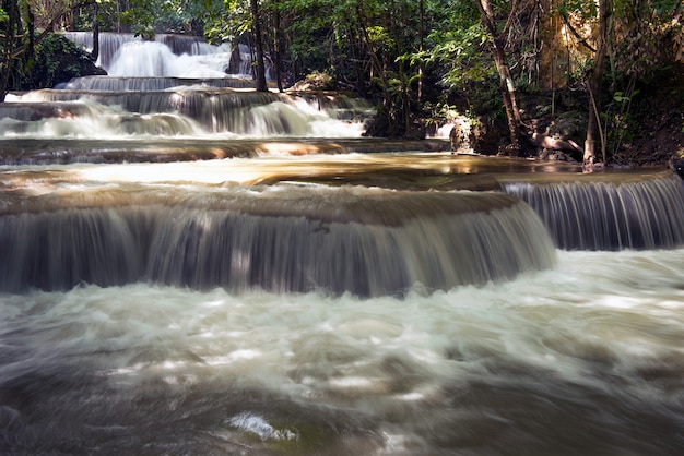 Waterfall at national park in Kanchanaburi, Thailand. Waterfalls in Forest, Thailand.