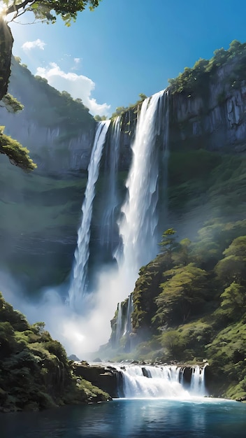 Фото Природный пейзаж водопада фон обоев
