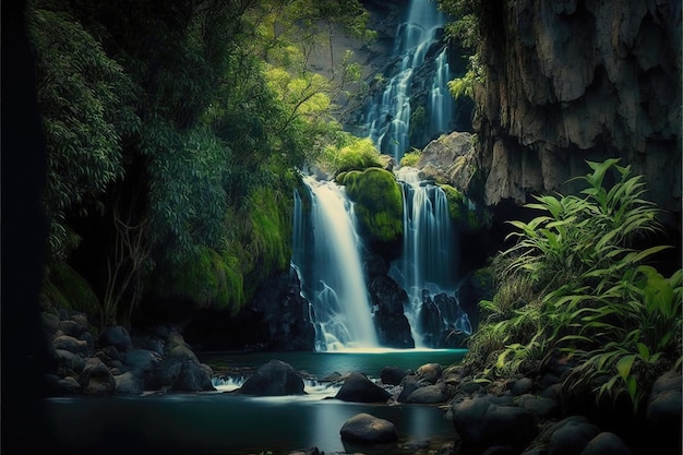 Waterfall in nature