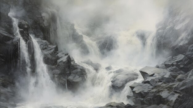 Photo waterfall oil painting inspired by brian mashburn