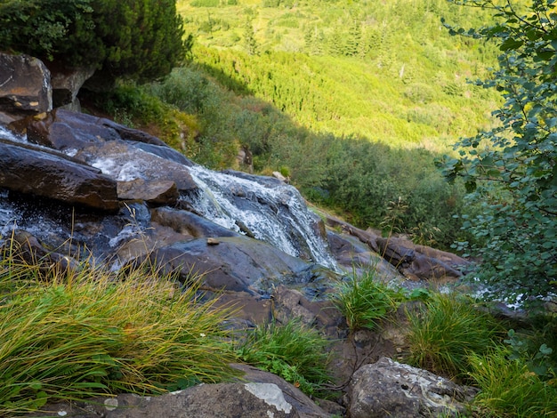 Waterfall under the peak of hoverla