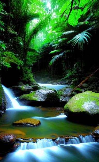 A waterfall in the rainforest