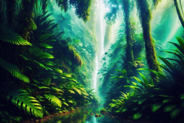 A waterfall in the rainforest