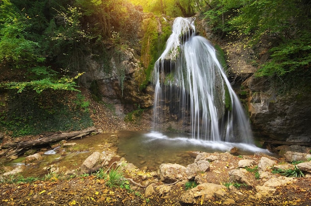 Waterfall and rill flow