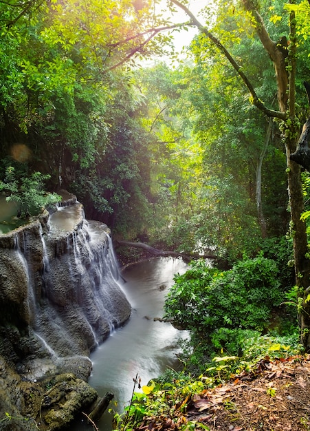 Waterfall scenic natural sunlight morning