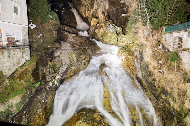 Waterfall in Ski resort town Bad Gastein Austria Land Salzburg