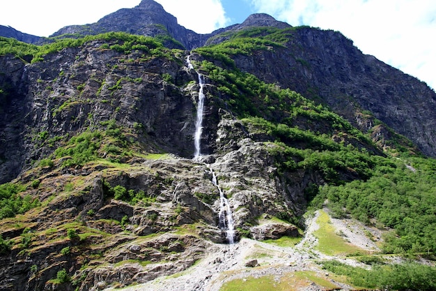 ソグネ フィヨルド ノルウェーの滝