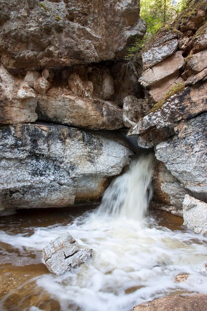 Waterfall in a stone gorge