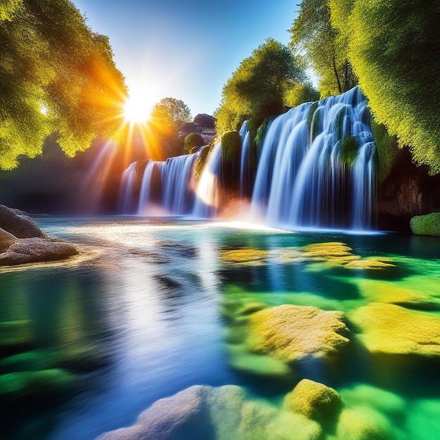 Waterfall at Sunrise Croatias Natural Wonder