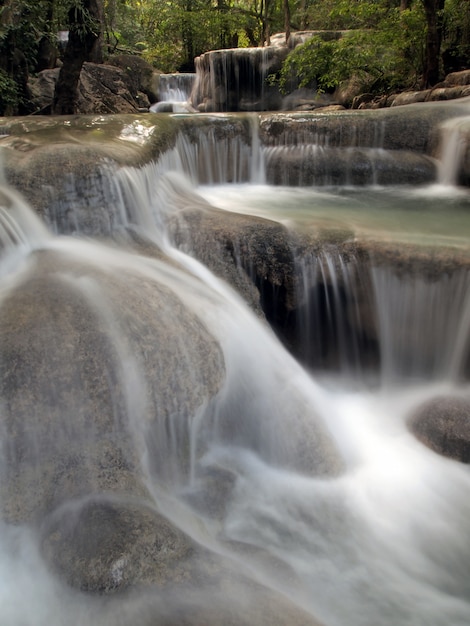 Waterfall that flows down to the floor      