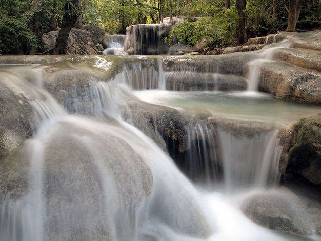 Waterfall that flows down to the floor