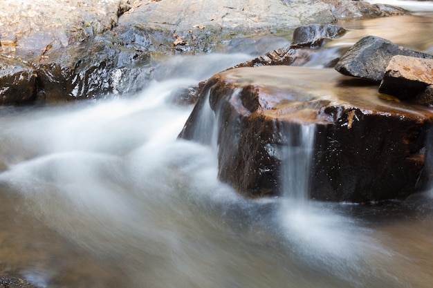 Photo waterfall that flows down from the mountains.