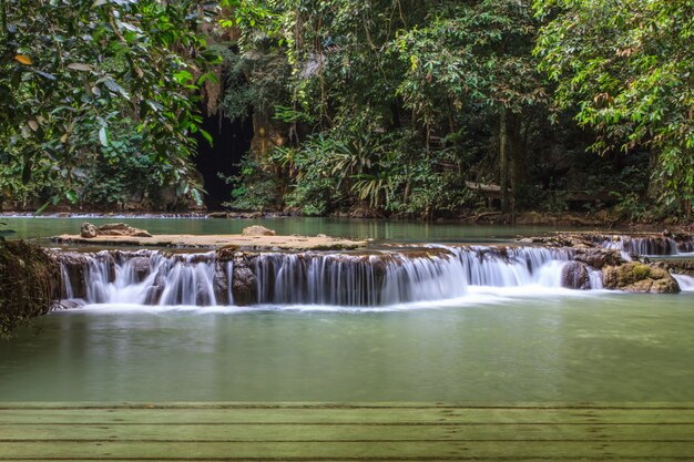 Waterfall in the tropical forest at Thanbok Khoranee National Park, Krabi, Thailand