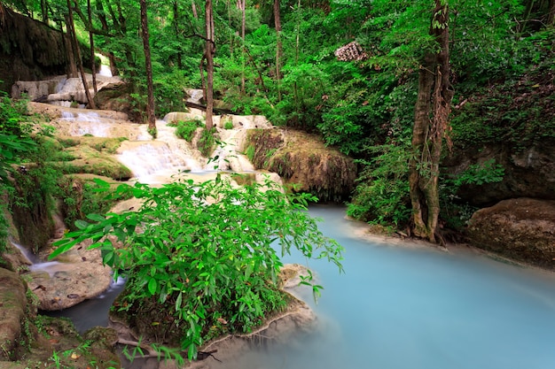 Waterfall in tropical forest, west of Thailand