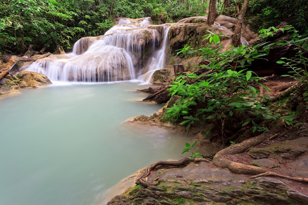 Waterfall in tropical forest, west of Thailand