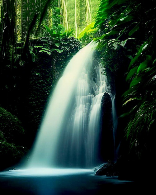 waterfall in a tropical jungle