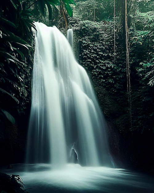 waterfall in a tropical jungle