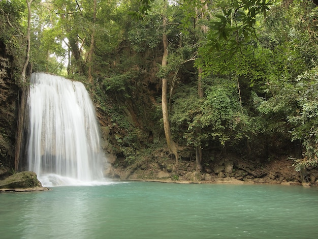 Waterfall with water flowing around  