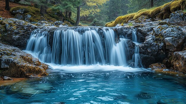 Photo a waterfall in the woods