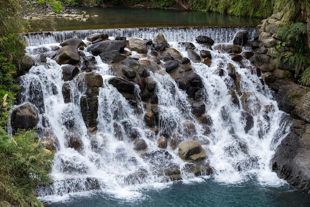 Waterfall in Xiao Wulai Skywalk in Taoyuan Tourism of Taiwan