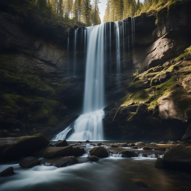 A waterfall