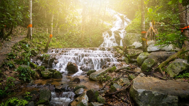 Photo waterfalls in the jungles of thailand in rainy season