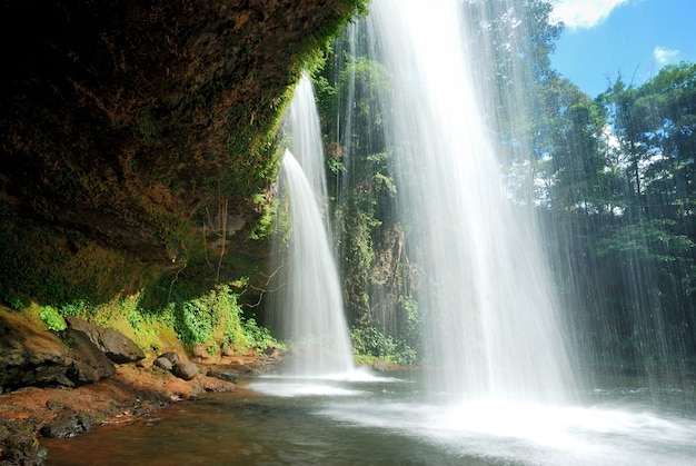 ラオス南部のPakse Champasakの郊外にある滝。洞窟のようです