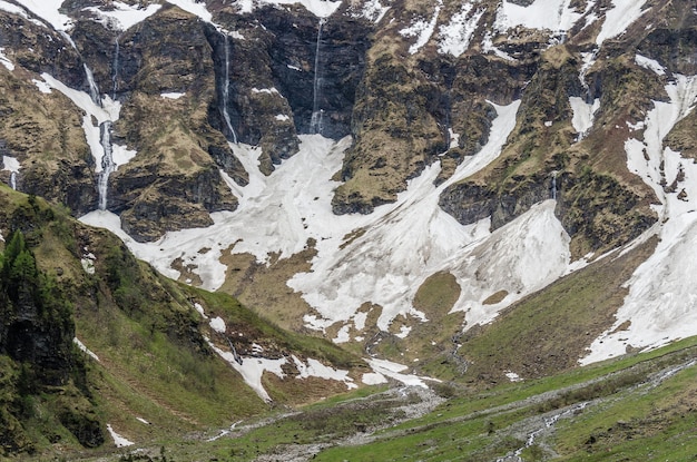 Waterfalls with snow