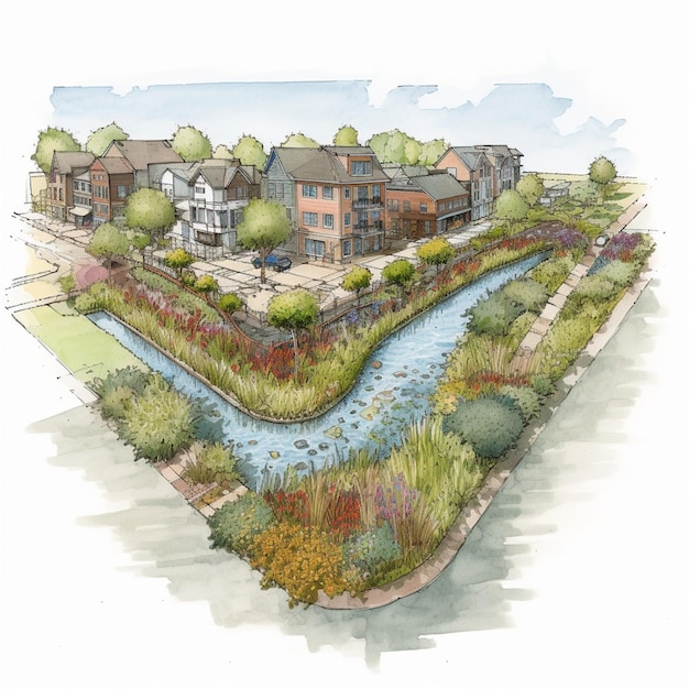 Waterfriendly land use development project incorporating waterfriendly land use practices