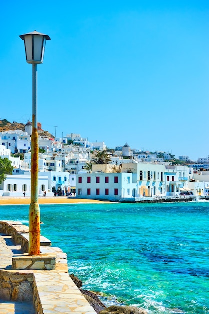 Waterfront near old port of Mykonos (Chora), Greece