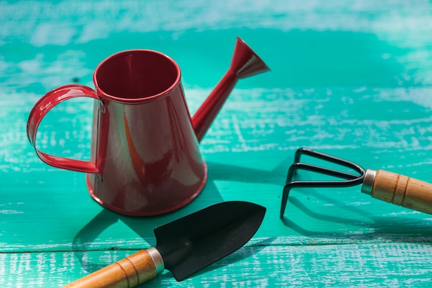 watering can and  garden work tool