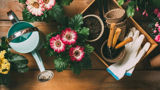 Photo watering can with flowers