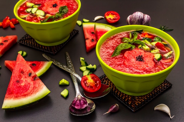 Watermeloen Gazpacho, traditionele Spaanse koude zomersoep