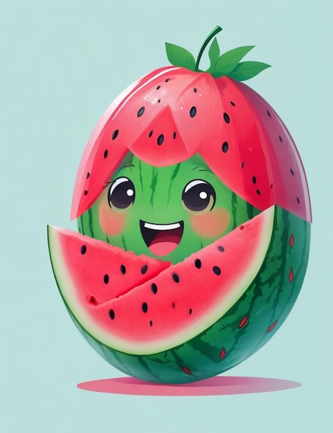 watermeloen illustratie mascotte cartoon logo ontwerp