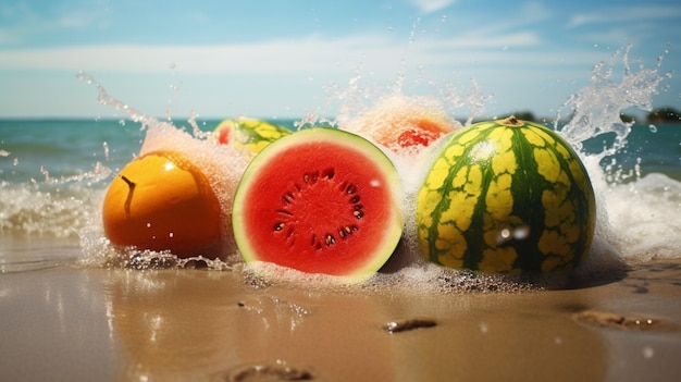 Watermeloen in het zand