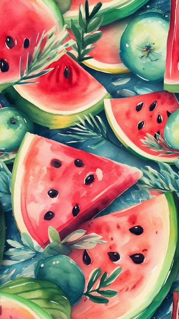Watermeloen kunstposter met het schilderij watermeloenkunst van deli