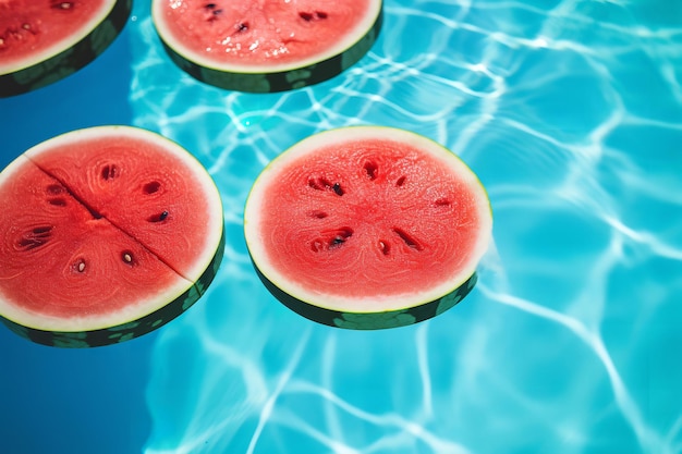 Foto watermeloenschijfjes bij het zwembad