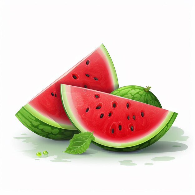 Foto watermelon 2d vector illustratie cartoon in witte achterkant