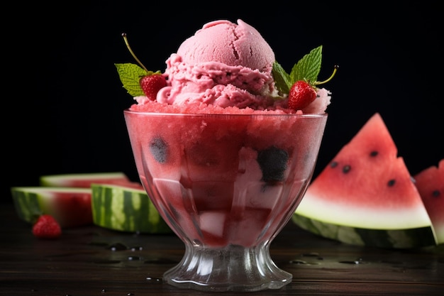 Watermelon bingsu dessert