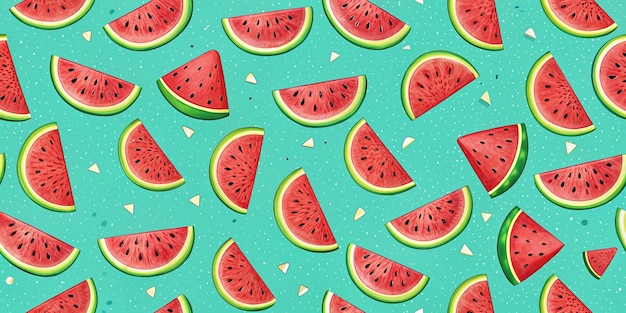 watermelon on a blue background with a green background