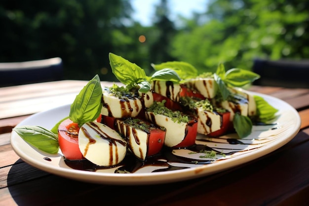 Photo watermelon caprese skewers with basil watermelon image photography