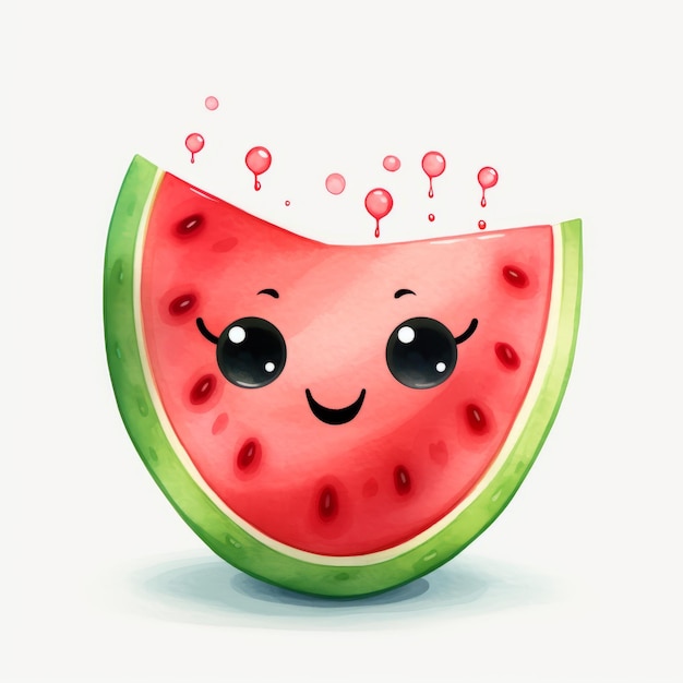 Watermelon character with funny face Watermelon emoticon Vector illustration