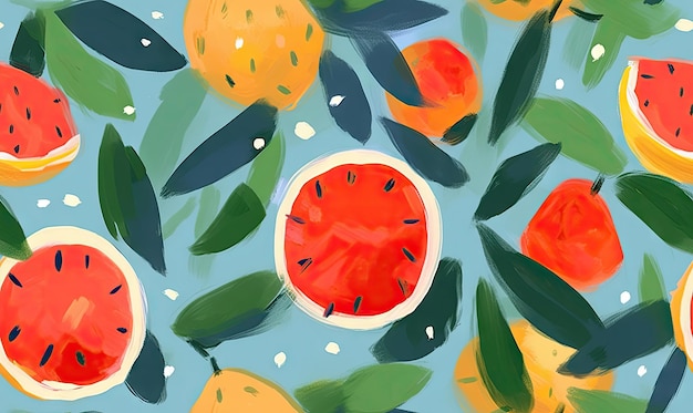 Watermelon decorative pattern Sweety fruits watercolor wallpaper For fabric design card Created with generative AI tools