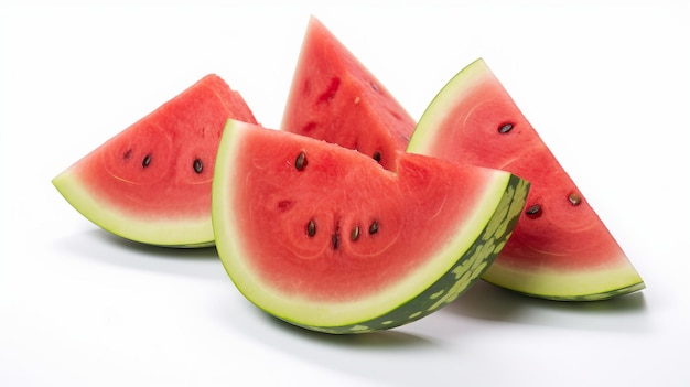 Watermelon Delight Isolated on White Background Generative Ai