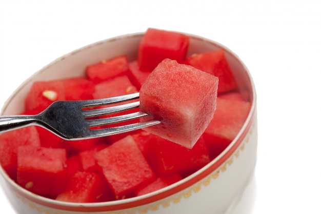 Photo watermelon fruit cube slice