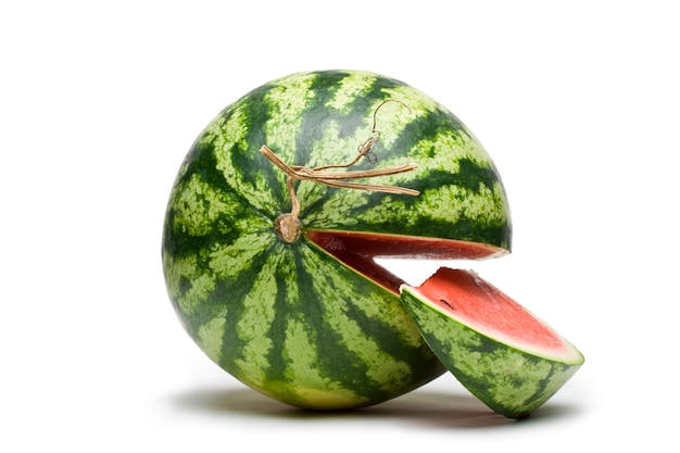 Watermelon fruit on white