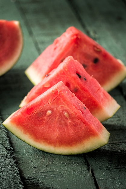 watermelon on green wood