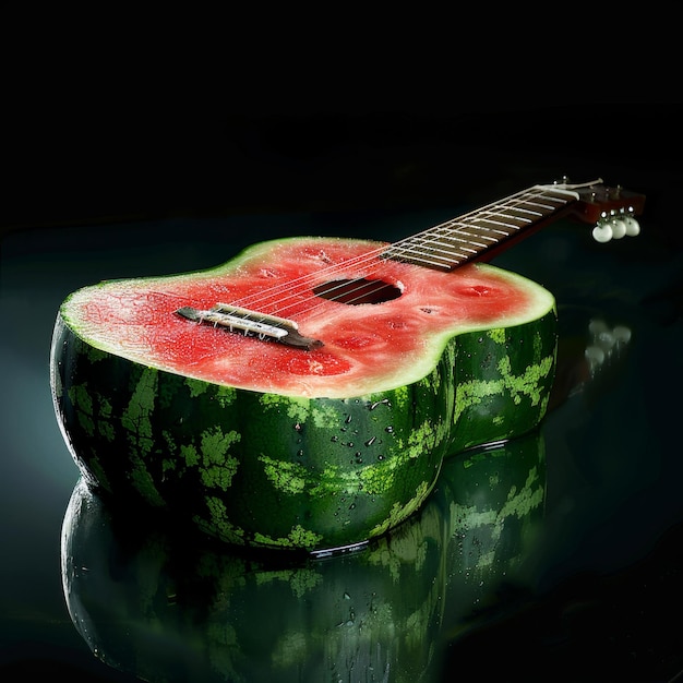 Watermelon Guitar on Table