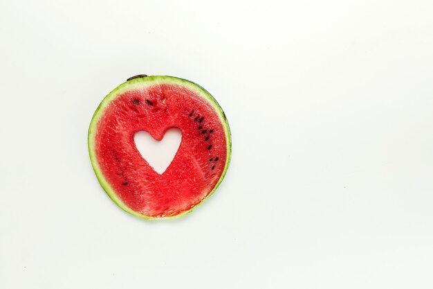 Watermelon heart isolated