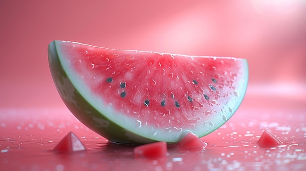 a watermelon is on a table with water dropsSummer green fruits to relieve the heat watermelon juic